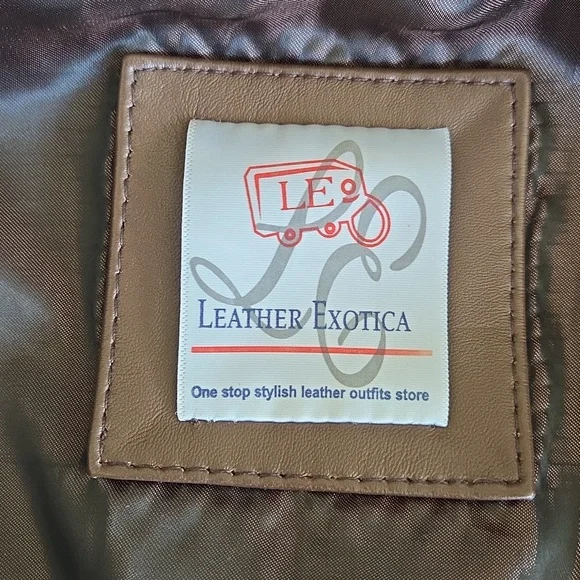 Women's Leather Exotica Brown Leather Blazer.  Perfect Shade Of Brown! 🟤 Small - Picture 6 of 10